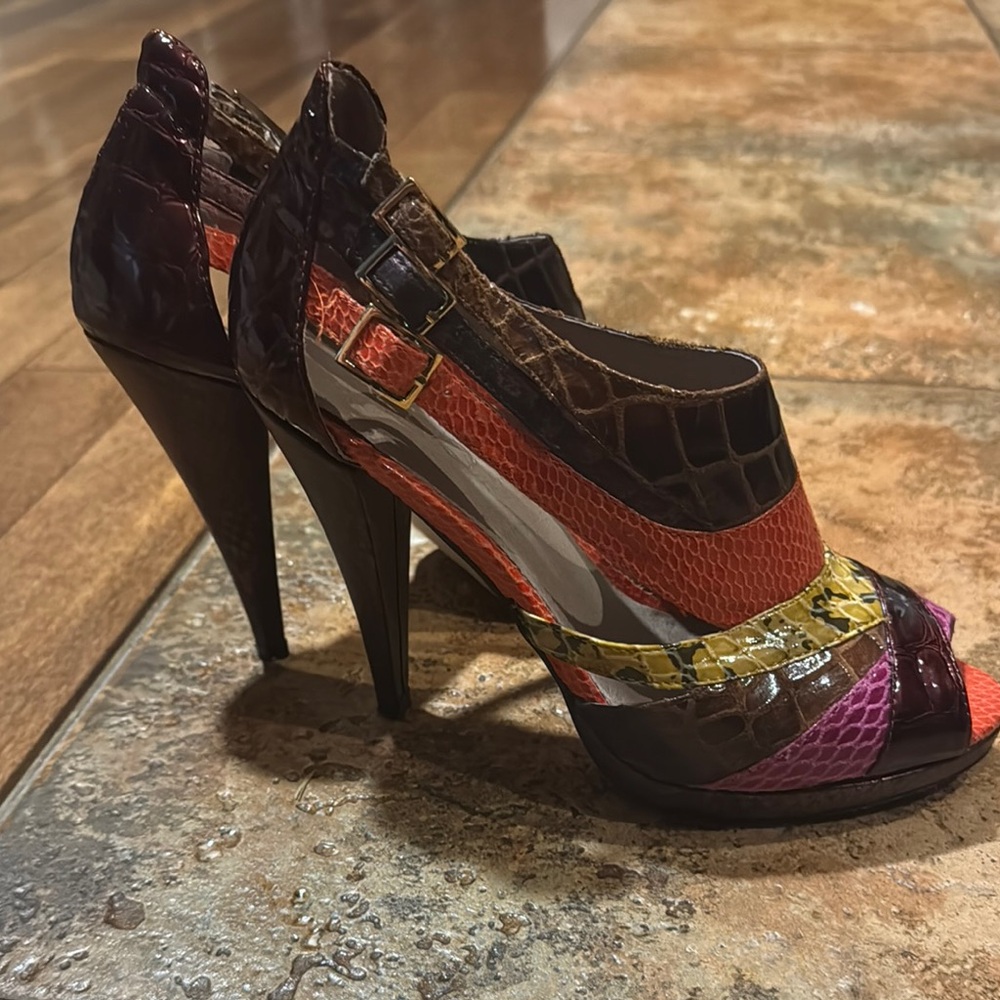 Multi coloured High Heels with Peep-Toe Design